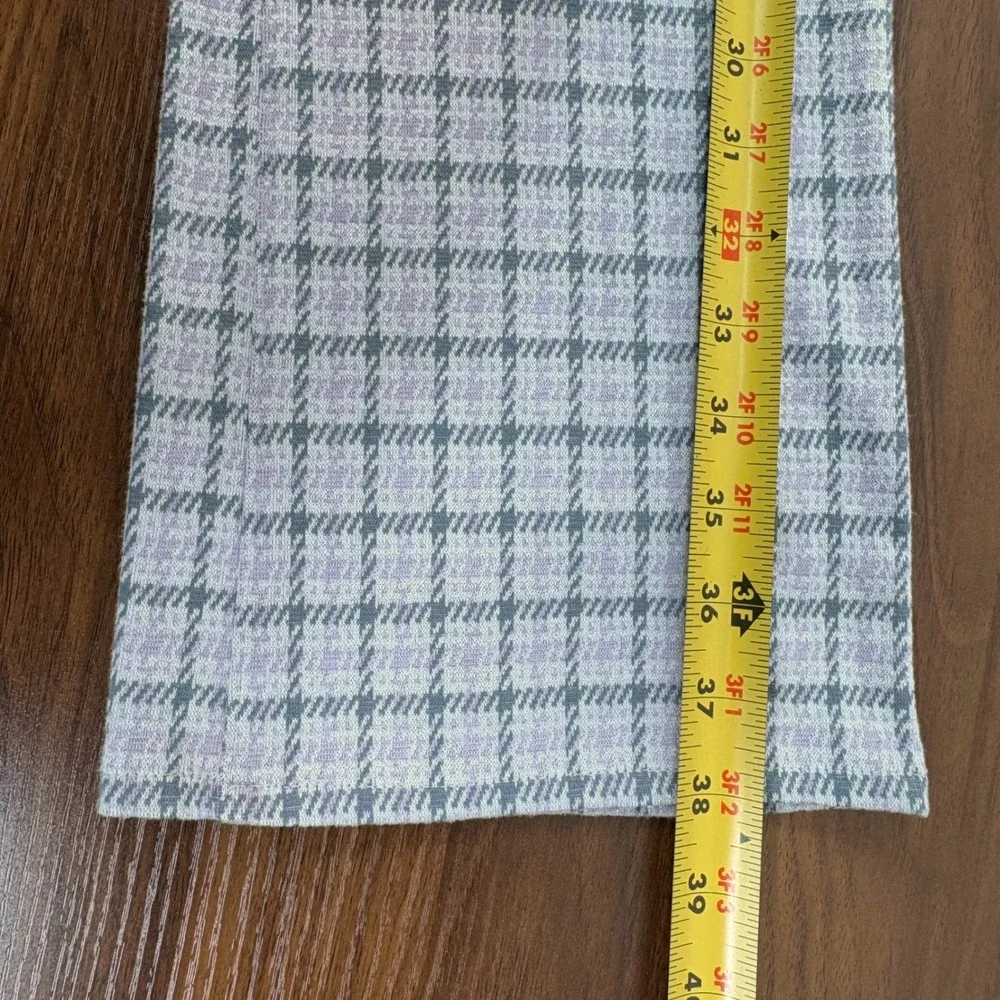 American Eagle Purple Grey‎ Plaid High Rise Flare Knit Pants Size 8 Regular